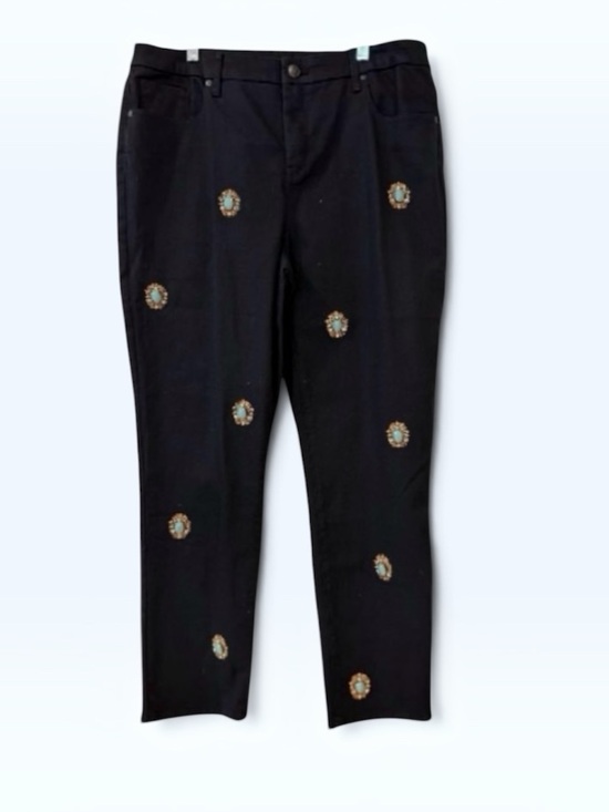Chico's Denim - 🆕 Chico's so slimming slim leg ankle black jeans turquoise medallion *NWT* $129